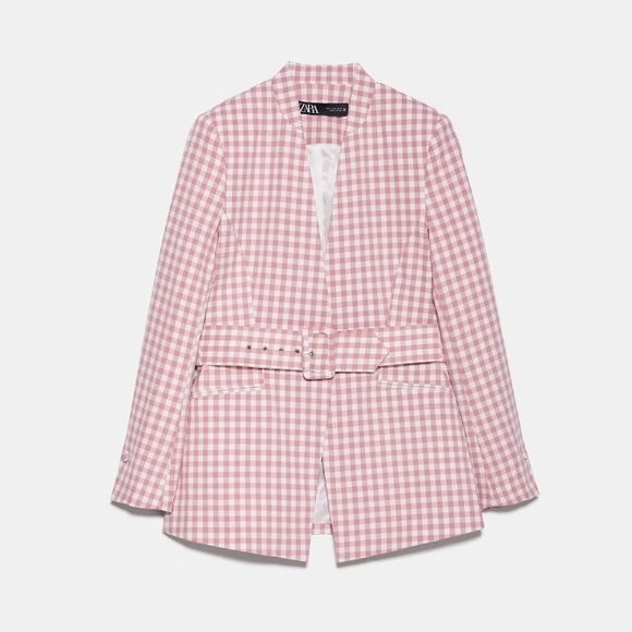NWOT Zara Pink Gingham Blazer Sz M - Picture 11 of 11